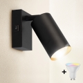 Brilagi - LED RGBW ściemnialna ścienna oprawa punktowa z włącznikiem SELE 1xGU10/4,8W/230V 3000K czarna/złota + zdalne sterowanie