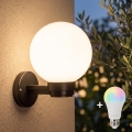 BRILAGI - LED RGBW ściemnialna zewnętrzna lampa ścienna HARBOR 1xE27/12W/230V 2700-6500K IP33 czarny/biały