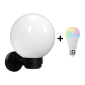 Brilagi - LED RGBW ściemnialna zewnętrzna lampa ścienna HARBOR 1xE27/9W/230V 2700-6500K IP33 czarny/biały