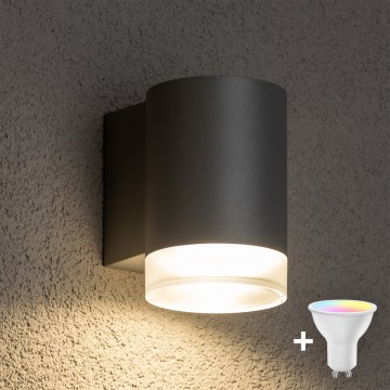 Brilagi - LED RGBW ściemnialna zewnętrzna oprawa ścienna MATERA 1xGU10/6W/230V 3000K IP54 szara + pilot zdalnego sterowania