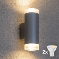 Brilagi - LED RGBW ściemnialna zewnętrzna oprawa ścienna MATERA 2xGU10/6W/230V 3000K IP54 szara