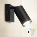 Brilagi - LED RGBW Ściemnialny kinkiet punktowy z włącznikiem SELE 1xGU10/4,8W/230V 3000K czarny + pilot zdalnego sterowania