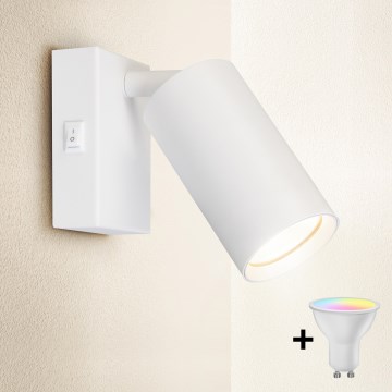 Brilagi - LED RGBW ściemnialny kinkiet punktowy z wyłącznikiem SELE 1xGU10/4,8W/230V 3000K biały + zdalne sterowanie