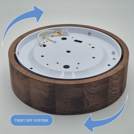 Brilagi - LED RGBW ściemnialna lampa sufitowa CARVALHO 1xE27/15W/230V 2700-6500K Wi-Fi dąb śr. 27,5 cm