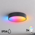 BRILAGI - LED RGBW ściemnialny plafon łazienkowy CLARE 3xE27/12W/230V śr. 40 cm antracyt IP54