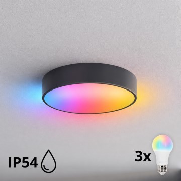 BRILAGI - LED RGBW ściemnialny plafon łazienkowy CLARE 3xE27/12W/230V śr. 40 cm antracyt IP54