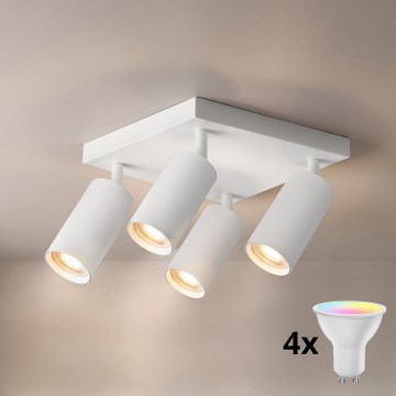 Brilagi - LED RGBW ściemnialny spot sufitowy SELE SQUARE 4xGU10/6,5W/230V 2700-6500K biały