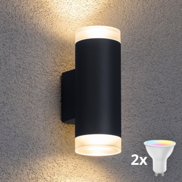 Brilagi - LED RGBW ściemnialny zewnętrzny kinkiet MATERA 2xGU10/4,8W/230V 3000K IP54 antracyt + pilot