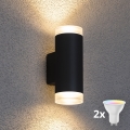 Brilagi - LED RGBW ściemnialny zewnętrzny kinkiet MATERA 2xGU10/6W/230V 3000K IP54 czarny
