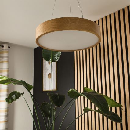 Brilagi - LED RGBW ściemnialny żyrandol na linkach CARVALHO 3xE27/15W/230V 2700-6500K Wi-Fi dąb śr. 47,5 cm