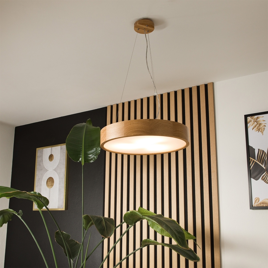 Brilagi - LED RGBW ściemnialny żyrandol na linkach CARVALHO 3xE27/15W/230V 2700-6500K Wi-Fi dąb śr. 47,5 cm