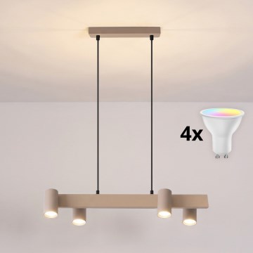 Brilagi - LED RGBW ściemnialny żyrandol na lince SELE 4xGU10/6,5W/230V 2700-6500K beżowy