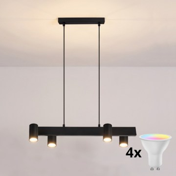 Brilagi - LED RGBW ściemnialny żyrandol na lince SELE 4xGU10/6,5W/230V 2700-6500K czarny