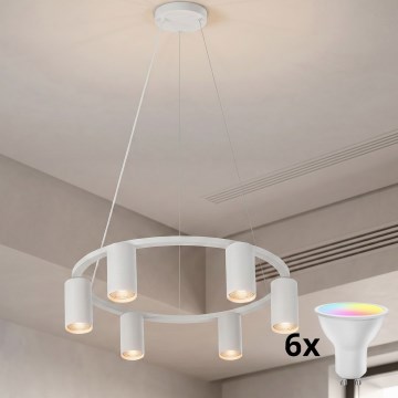 Brilagi - LED RGBW ściemnialny żyrandol na lince SELE 6xGU10/6,5W/230V 2700-6500K biały + pilot zdalnego sterowania