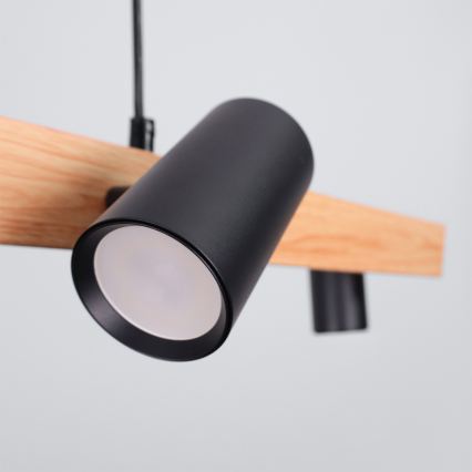 Brilagi - Lampa wisząca LED RGBW ściemnialna na lince SELE 6xGU10/6,5W/230V 2700-6500K czarny/dekor dębu + pilot zdalnego sterowania
