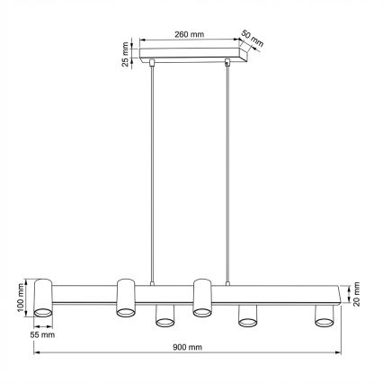 Brilagi - Lampa wisząca LED RGBW ściemnialna na lince SELE 6xGU10/6,5W/230V 2700-6500K czarny/dekor dębu + pilot zdalnego sterowania
