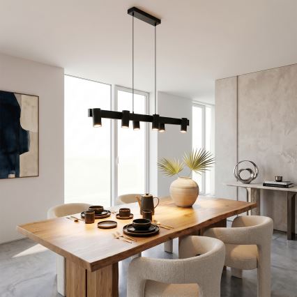 Brilagi - LED RGBW ściemnialna lampa wisząca na lince SELE 6xGU10/6,5W/230V 2700-6500K czarna + pilot zdalnego sterowania