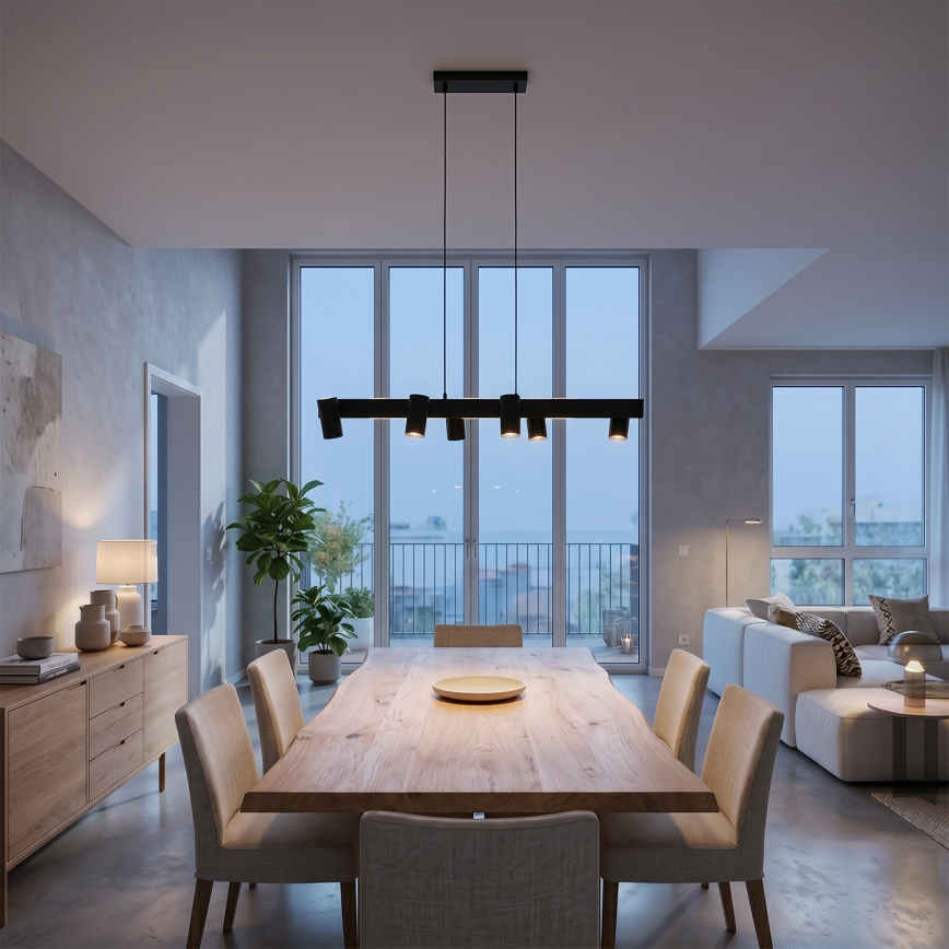Brilagi - LED RGBW ściemnialna lampa wisząca na lince SELE 6xGU10/6,5W/230V 2700-6500K czarna + pilot zdalnego sterowania
