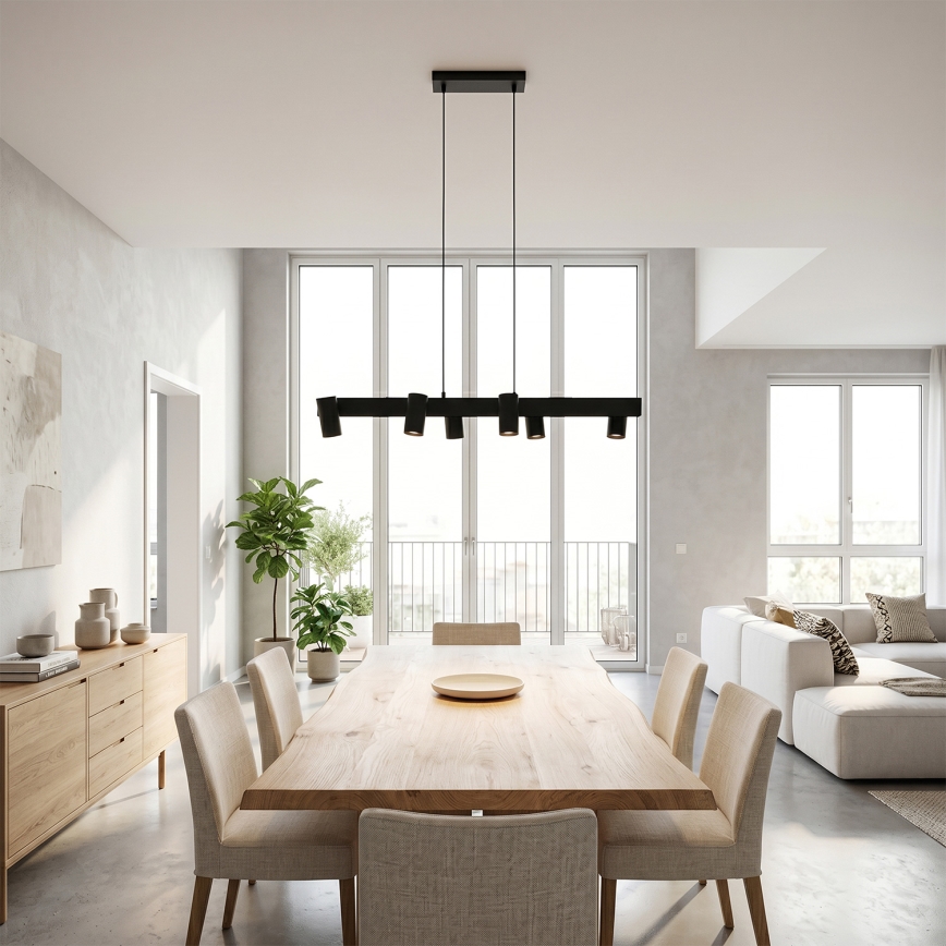 Brilagi - LED RGBW ściemnialna lampa wisząca na lince SELE 6xGU10/6,5W/230V 2700-6500K czarna + pilot zdalnego sterowania