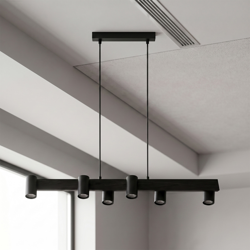 Brilagi - LED RGBW ściemnialna lampa wisząca na lince SELE 6xGU10/6,5W/230V 2700-6500K czarna + pilot zdalnego sterowania