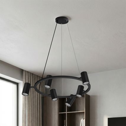 Brilagi - LED RGBW ściemnialny żyrandol na linkach SELE 6xGU10/6,5W/230V 2700-6500K czarny + pilot zdalnego sterowania