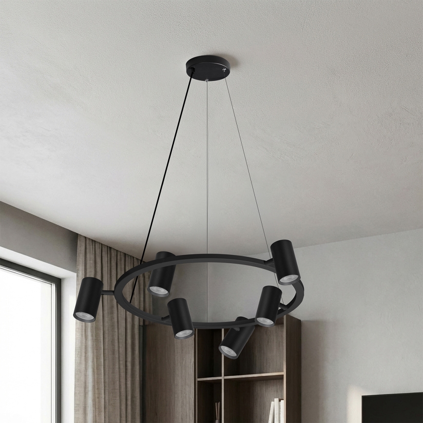 Brilagi - LED RGBW ściemnialny żyrandol na linkach SELE 6xGU10/6,5W/230V 2700-6500K czarny + pilot zdalnego sterowania