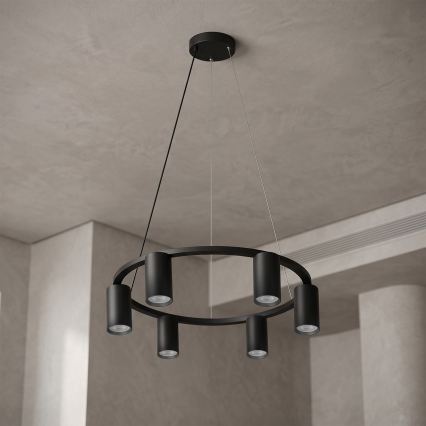 Brilagi - ściemnialny żyrandol LED RGBW na lince SELE 6xGU10/6,5W/230V 2700-6500K czarny + pilot zdalnego sterowania
