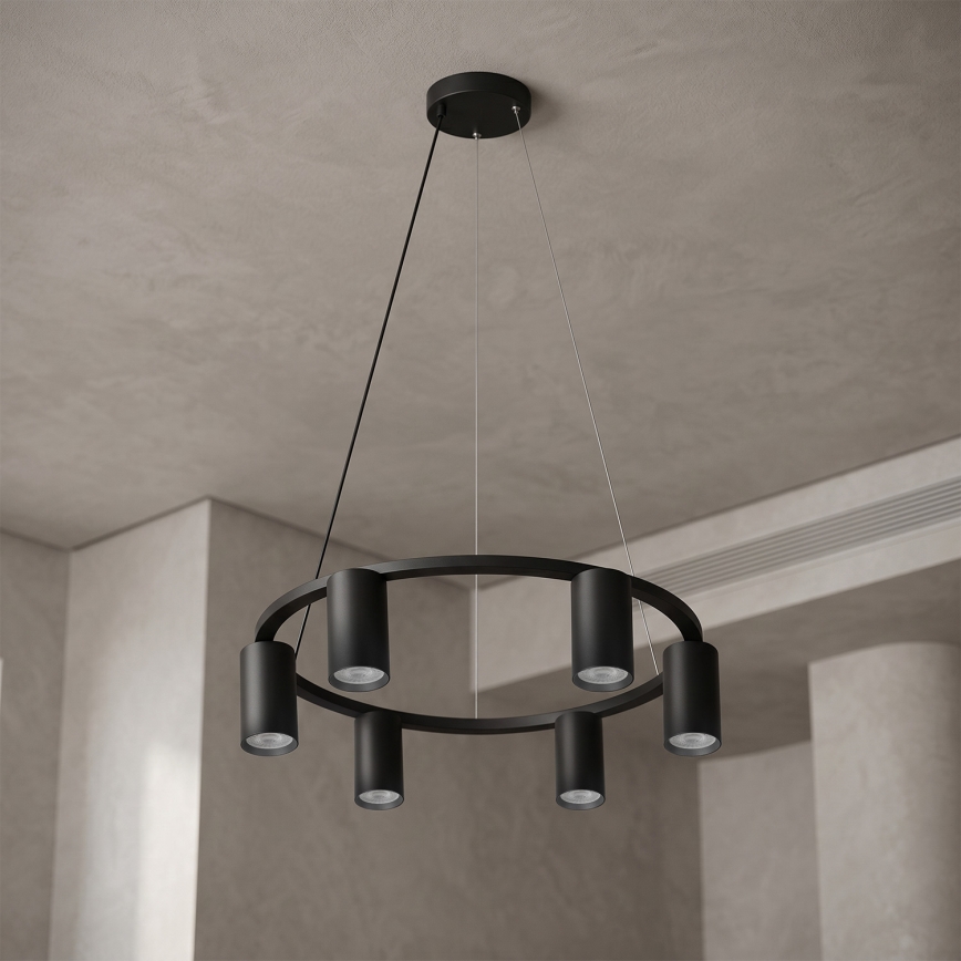 Brilagi - ściemnialny żyrandol LED RGBW na lince SELE 6xGU10/6,5W/230V 2700-6500K czarny + pilot zdalnego sterowania