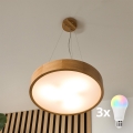BRILAGI - LED RGBW ściemnialny żyrandol na linkach CARVALHO 3xE27/12W/230V 2700-6500K dąb śr. 47,5 cm
