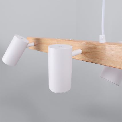 Brilagi - LED RGBW ściemnialny żyrandol wiszący na lince SELE 6xGU10/6,5W/230V 2700-6500K biały/dekor dębowy + pilot zdalnego sterowania