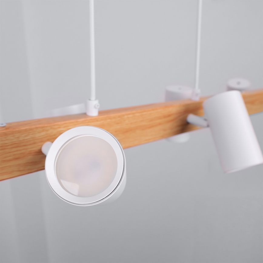 Brilagi - LED RGBW ściemnialny żyrandol wiszący na lince SELE 6xGU10/6,5W/230V 2700-6500K biały/dekor dębowy + pilot zdalnego sterowania