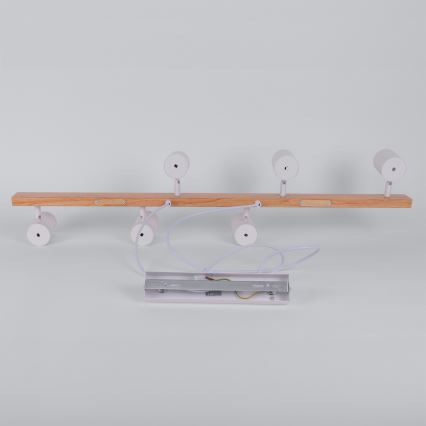 Brilagi - LED RGBW ściemnialny żyrandol wiszący na lince SELE 6xGU10/6,5W/230V 2700-6500K biały/dekor dębowy + pilot zdalnego sterowania