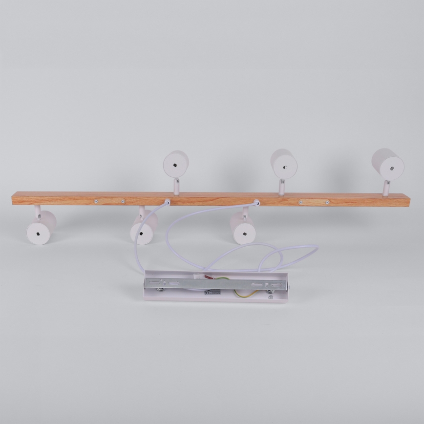 Brilagi - LED RGBW ściemnialny żyrandol wiszący na lince SELE 6xGU10/6,5W/230V 2700-6500K biały/dekor dębowy + pilot zdalnego sterowania