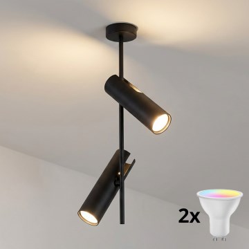 Brilagi - LED RGBW ściemnialny żyrandol na pręcie BRANCH 2xGU10/6,5W/230V 2700-6500K czarny