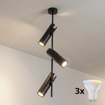 Brilagi - LED RGBW ściemnialny żyrandol na pręcie BRANCH 3xGU10/6,5W/230V 2700-6500K czarny