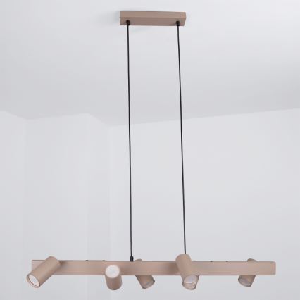 Brilagi - LED RGBW ściemnialna lampa wisząca na linkach SELE 6xGU10/6,5W/230V 2700-6500K beżowa + zdalne sterowanie