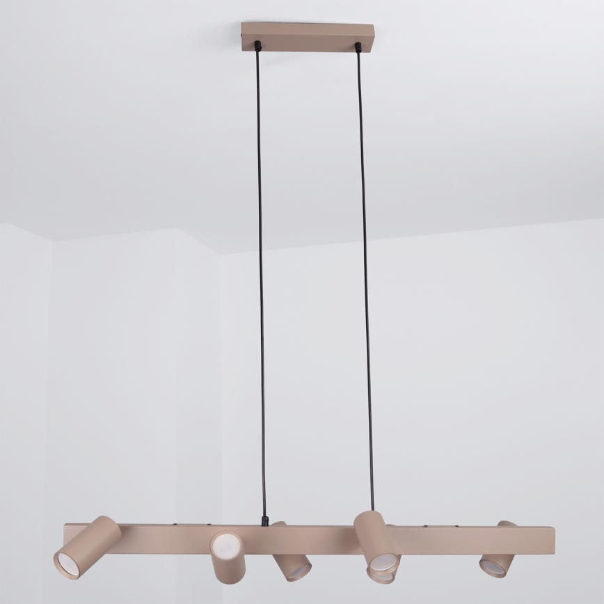 Brilagi - LED RGBW ściemnialna lampa wisząca na linkach SELE 6xGU10/6,5W/230V 2700-6500K beżowa + zdalne sterowanie