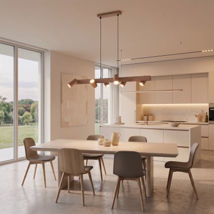 Brilagi - LED RGBW ściemnialna lampa wisząca na linkach SELE 6xGU10/6,5W/230V 2700-6500K beżowa + zdalne sterowanie