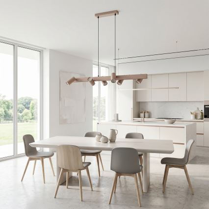 Brilagi - LED RGBW ściemnialna lampa wisząca na linkach SELE 6xGU10/6,5W/230V 2700-6500K beżowa + zdalne sterowanie