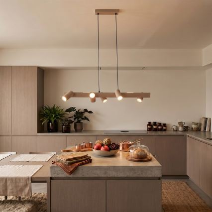 Brilagi - LED RGBW ściemnialna lampa wisząca na linkach SELE 6xGU10/6,5W/230V 2700-6500K beżowa + zdalne sterowanie