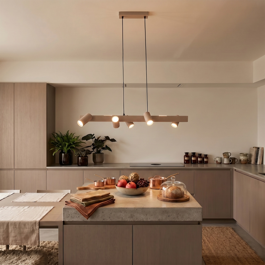 Brilagi - LED RGBW ściemnialna lampa wisząca na linkach SELE 6xGU10/6,5W/230V 2700-6500K beżowa + zdalne sterowanie