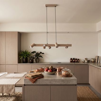 Brilagi - LED RGBW ściemnialna lampa wisząca na linkach SELE 6xGU10/6,5W/230V 2700-6500K beżowa + zdalne sterowanie