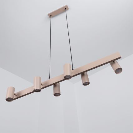 Brilagi - LED RGBW ściemnialna lampa wisząca na linkach SELE 6xGU10/6,5W/230V 2700-6500K beżowa + zdalne sterowanie