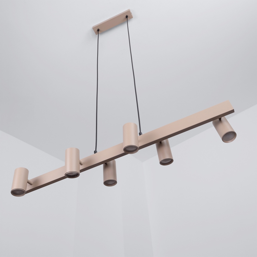 Brilagi - LED RGBW ściemnialna lampa wisząca na linkach SELE 6xGU10/6,5W/230V 2700-6500K beżowa + zdalne sterowanie