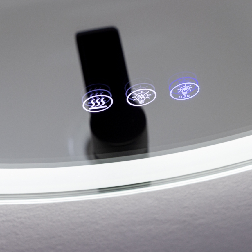 Brilagi - Podgrzewane lustro łazienkowe LED RGBW AVA PRO LED/18W/230V Ø 60 cm IP44 CRI 90 ściemnialne + CCT