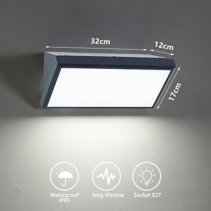 BRILAGI - ściemnialny zewnętrzny kinkiet LED RGBW TRIANGLE 1xE27/12W/230V 2700-6500K IP65 antracyt