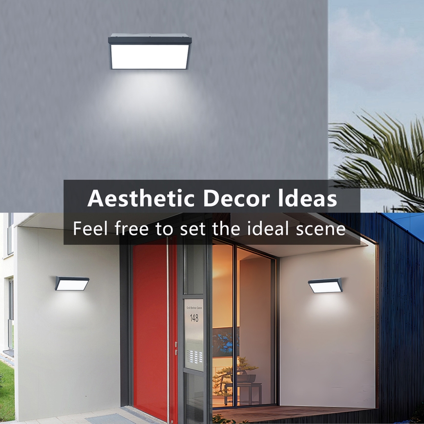 Brilagi - ściemnialny zewnętrzny kinkiet LED RGBW TRIANGLE 1xE27/15W/230V 2700-6500K IP65 antracyt