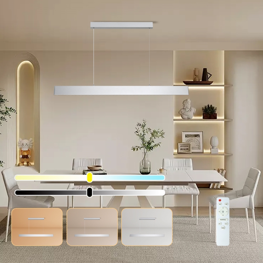 Brilagi - LED Żyrandol ściemnialny na lince SLIMLINE LED/40W/230V 3000-6000K srebrny + zdalne sterowanie