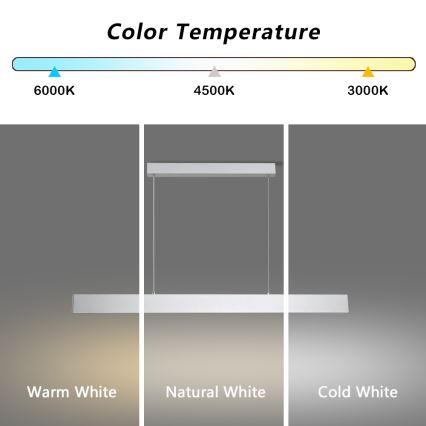 Brilagi - LED Żyrandol ściemnialny na lince SLIMLINE LED/40W/230V 3000-6000K srebrny + zdalne sterowanie