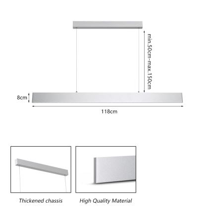 Brilagi - LED Żyrandol ściemnialny na lince SLIMLINE LED/40W/230V 3000-6000K srebrny + zdalne sterowanie